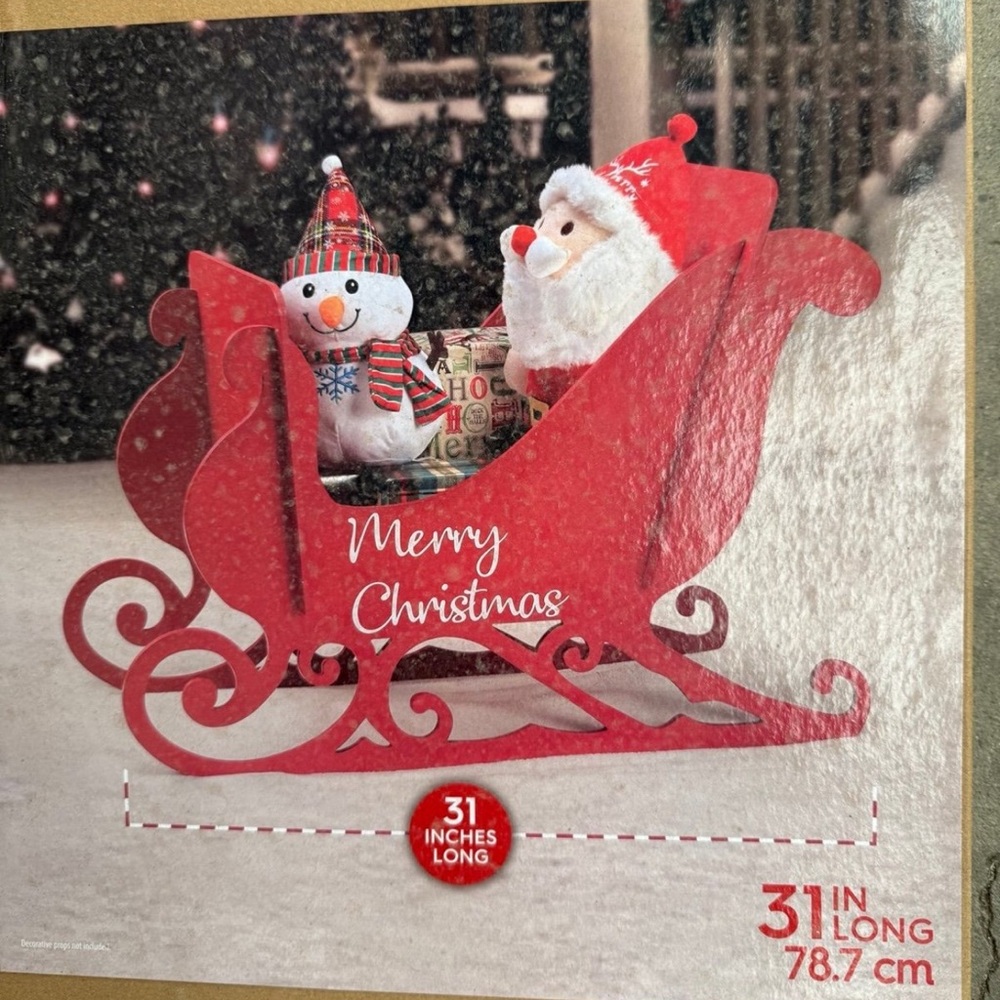 Christmas Holiday Time Wooden Slotted Sleigh. Brand New. - Picture 8 of 8